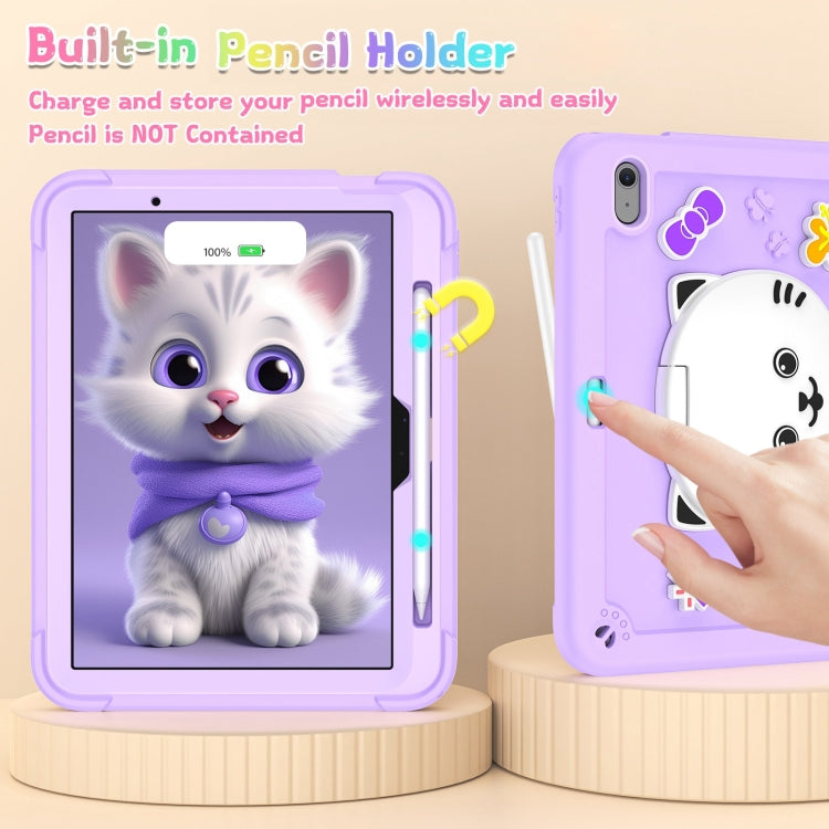 For iPad Air 11 2025 / 2024 Cat Holder Silicone Hybrid PC Tablet Case with Strap(Purple) - iPad Air 11 2025 / 2024 Cases by PMC TechLife | Online Shopping South Africa | PMC TechLife | Buy Now Pay Later Mobicred