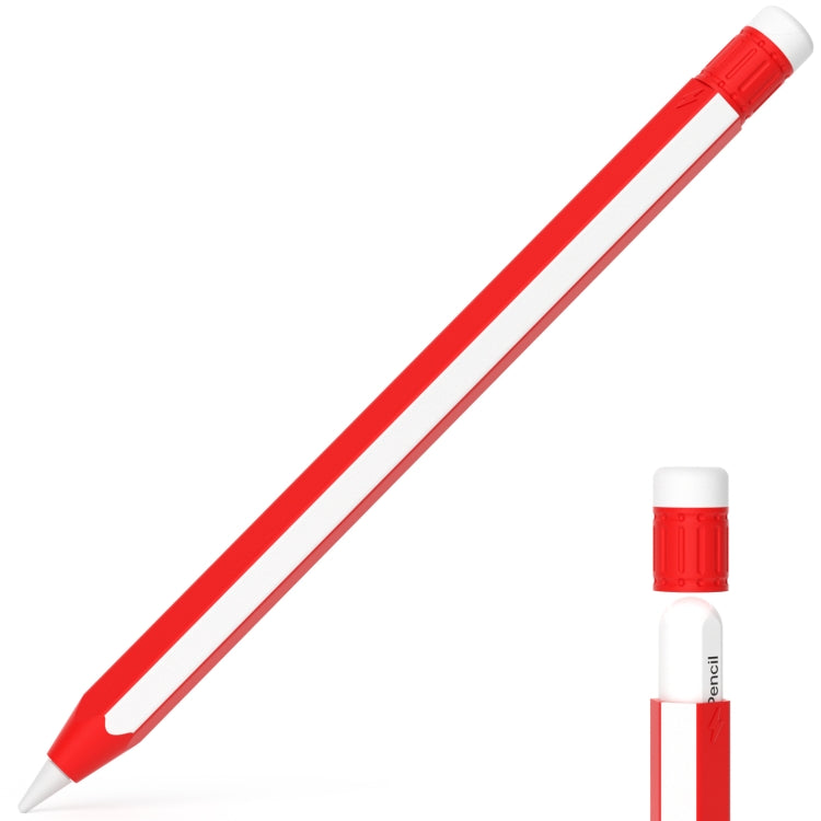 For Apple Pencil 2 / Pencil Pro Colorful Pencil Style Stylus Silicone Protective Case(Red White) - Pencil Accessories by PMC Jewellery | Online Shopping South Africa | PMC Jewellery | Buy Now Pay Later Mobicred