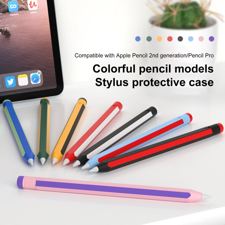 For Apple Pencil 2 / Pencil Pro Colorful Pencil Style Stylus Silicone Protective Case(Green Yellow) - Pencil Accessories by PMC Jewellery | Online Shopping South Africa | PMC Jewellery | Buy Now Pay Later Mobicred