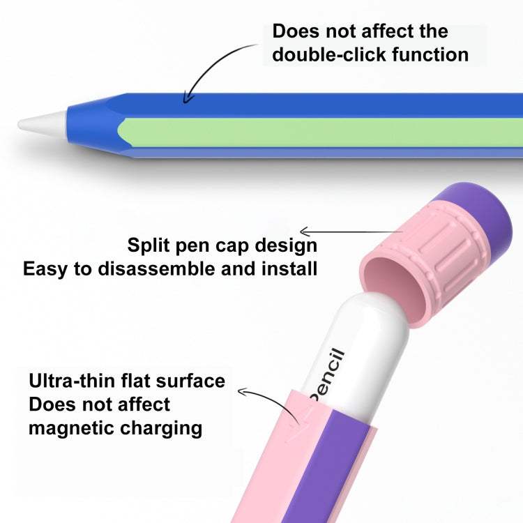 For Apple Pencil 2 / Pencil Pro Colorful Pencil Style Stylus Silicone Protective Case(Sapphire Blue Cyan) - Pencil Accessories by PMC Jewellery | Online Shopping South Africa | PMC Jewellery | Buy Now Pay Later Mobicred