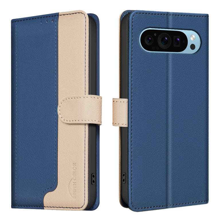 For Google Pixel 9 Color Matching RFID Anti-theft Leather Phone Case(Blue) - Google Cases by PMC TechLife | Online Shopping South Africa | PMC TechLife | Buy Now Pay Later Mobicred