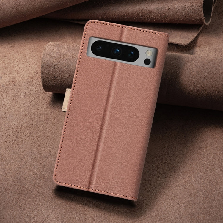 For Google Pixel 9 Pro Color Matching RFID Anti-theft Leather Phone Case(Brown) - Google Cases by PMC TechLife | Online Shopping South Africa | PMC TechLife | Buy Now Pay Later Mobicred