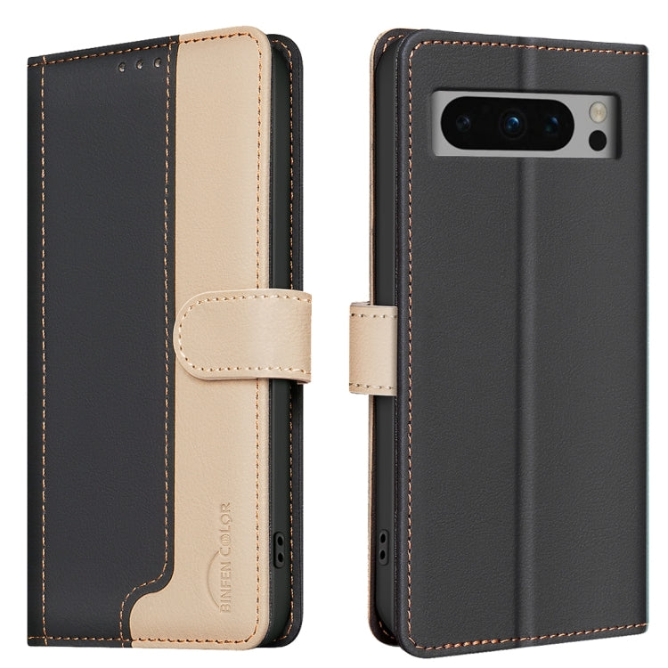 For Google Pixel 9 Pro Color Matching RFID Anti-theft Leather Phone Case(Black) - Google Cases by PMC TechLife | Online Shopping South Africa | PMC TechLife | Buy Now Pay Later Mobicred