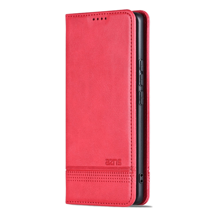 For Samsung Galaxy S25 5G AZNS Magnetic Calf Texture Flip Leather Phone Case(Red) - free shipping - PMC Jewellery - Order now!