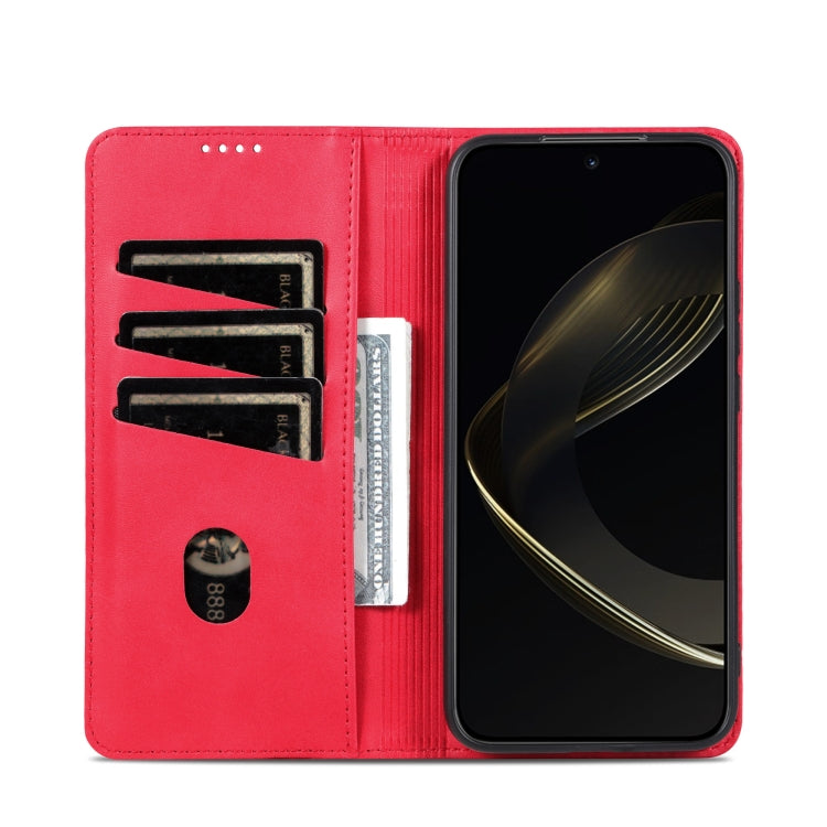 For Samsung Galaxy S25 5G AZNS Magnetic Calf Texture Flip Leather Phone Case(Red) - free shipping - PMC Jewellery - Order now!