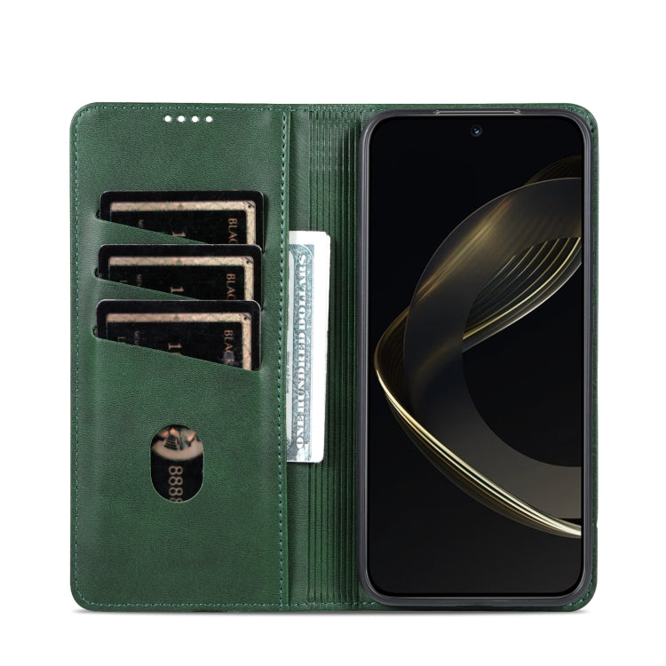 For Samsung Galaxy S25 5G AZNS Magnetic Calf Texture Flip Leather Phone Case(Dark Green) - free shipping - PMC Jewellery - Order now!