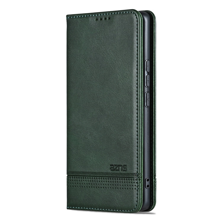 For Samsung Galaxy S25+ 5G AZNS Magnetic Calf Texture Flip Leather Phone Case(Dark Green) - free shipping - PMC Jewellery - Order now!