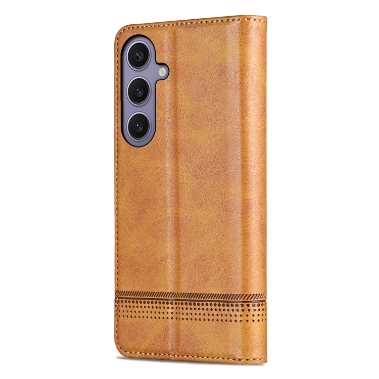 For Samsung Galaxy S25+ 5G AZNS Magnetic Calf Texture Flip Leather Phone Case(Light Brown) - free shipping - PMC Jewellery - Order now!