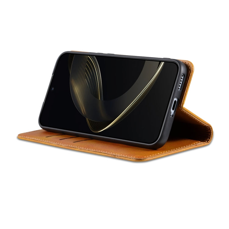 For Samsung Galaxy S25+ 5G AZNS Magnetic Calf Texture Flip Leather Phone Case(Light Brown) - free shipping - PMC Jewellery - Order now!