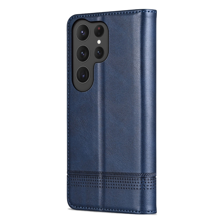 For Samsung Galaxy S25 Ultra 5G AZNS Magnetic Calf Texture Flip Leather Phone Case(Dark Blue) - free shipping - PMC Jewellery - Order now!