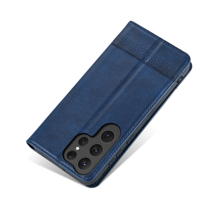 For Samsung Galaxy S25 Ultra 5G AZNS Magnetic Calf Texture Flip Leather Phone Case(Dark Blue) - free shipping - PMC Jewellery - Order now!