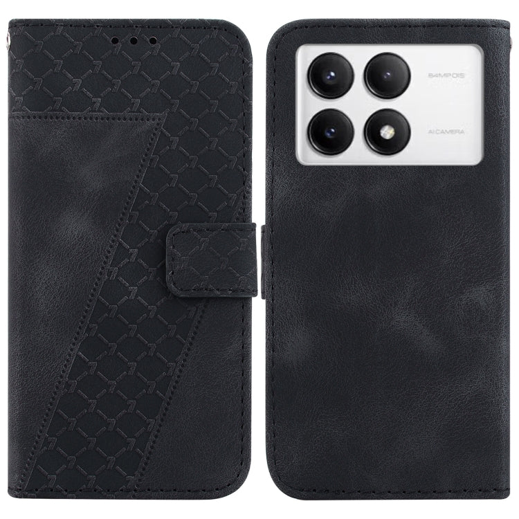 For Redmi K70 / K70 Pro Seven-shaped Embossed Leather Phone Case(Black) - Xiaomi Cases by PMC Jewellery | Online Shopping South Africa | PMC Jewellery | Buy Now Pay Later Mobicred