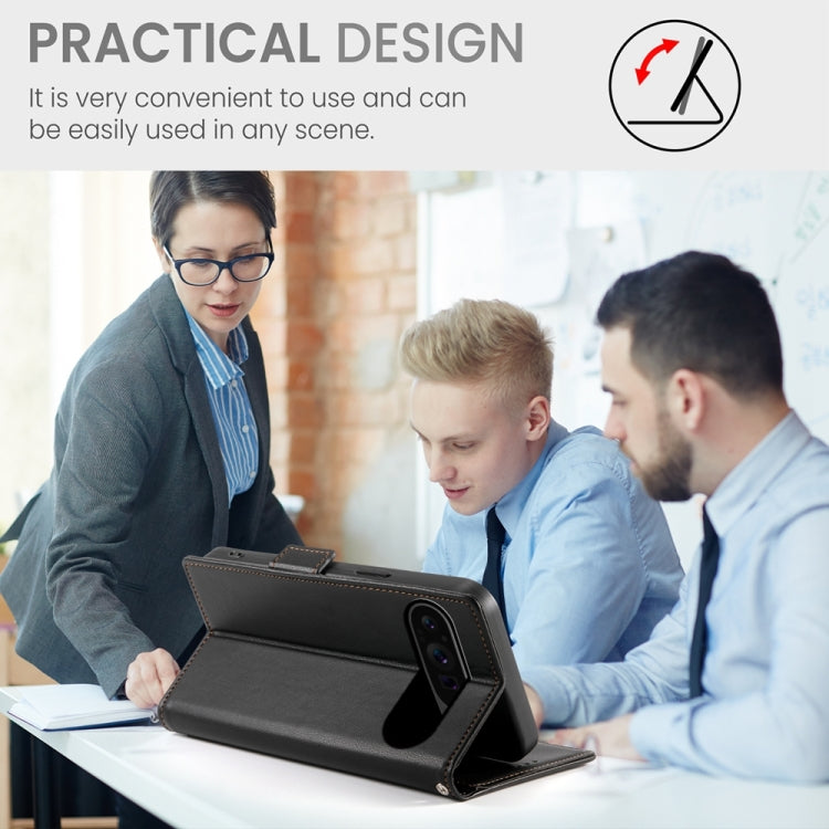 For Google Pixel 9 Pro Side Buckle Magnetic Frosted Leather Phone Case(Black) - Google Cases by PMC TechLife | Online Shopping South Africa | PMC TechLife | Buy Now Pay Later Mobicred