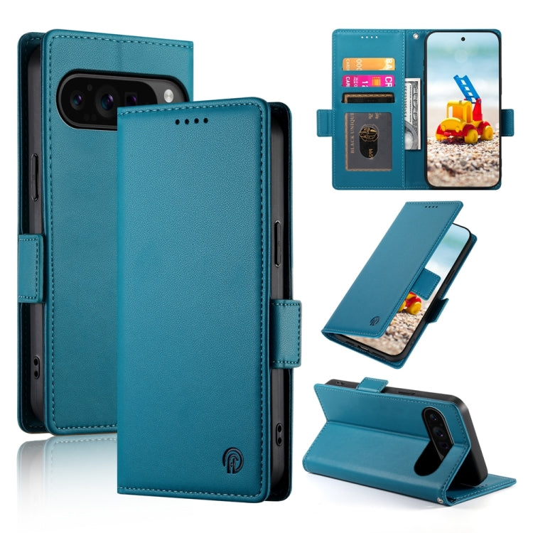For Google Pixel 9 Pro Side Buckle Magnetic Frosted Leather Phone Case(Blue) - Google Cases by PMC TechLife | Online Shopping South Africa | PMC TechLife | Buy Now Pay Later Mobicred