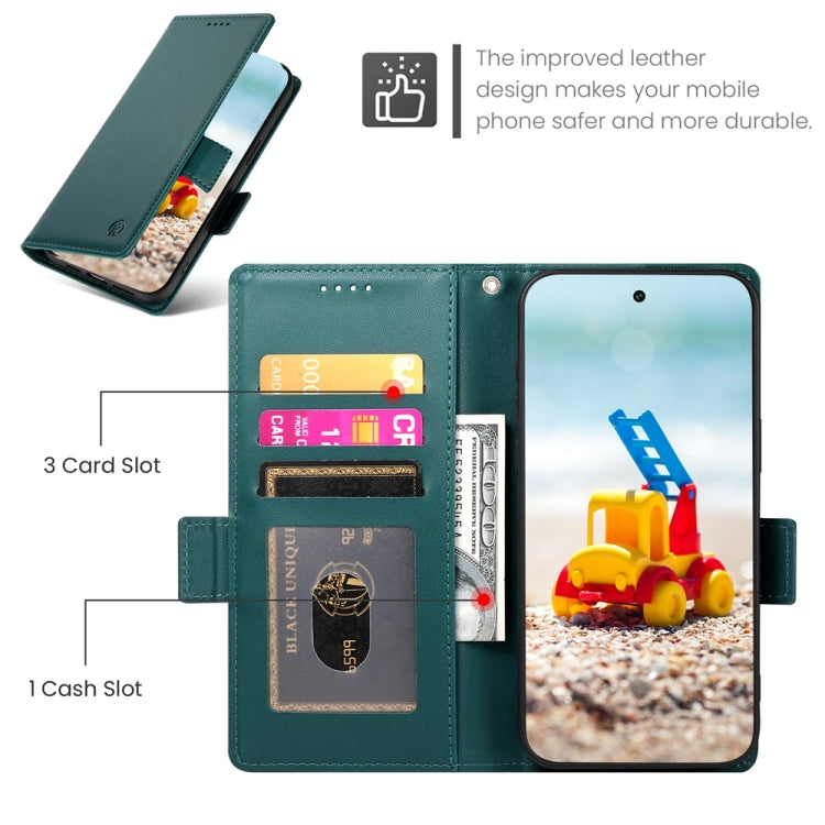 For Google Pixel 9 Pro Side Buckle Magnetic Frosted Leather Phone Case(Dark Green) - Google Cases by PMC TechLife | Online Shopping South Africa | PMC TechLife | Buy Now Pay Later Mobicred