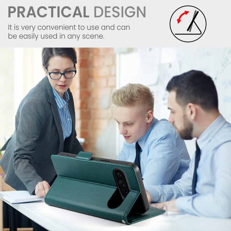 For Google Pixel 9 Pro Side Buckle Magnetic Frosted Leather Phone Case(Dark Green) - Google Cases by PMC TechLife | Online Shopping South Africa | PMC TechLife | Buy Now Pay Later Mobicred