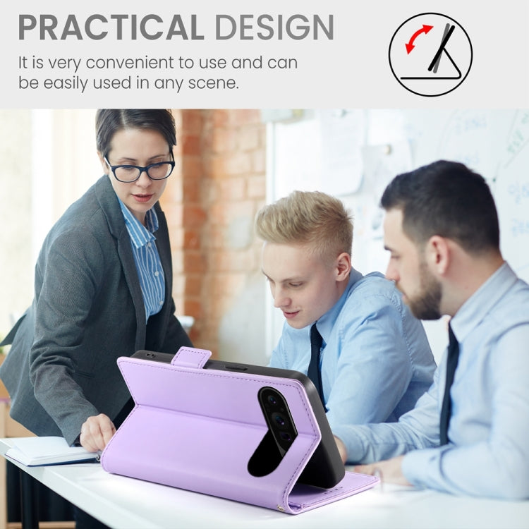 For Google Pixel 9 Pro Side Buckle Magnetic Frosted Leather Phone Case(Purple) - Google Cases by PMC TechLife | Online Shopping South Africa | PMC TechLife | Buy Now Pay Later Mobicred