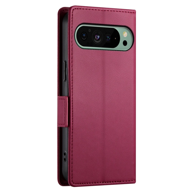 For Google Pixel 9 Side Buckle Magnetic Frosted Leather Phone Case(Wine Red) - Google Cases by PMC TechLife | Online Shopping South Africa | PMC TechLife | Buy Now Pay Later Mobicred