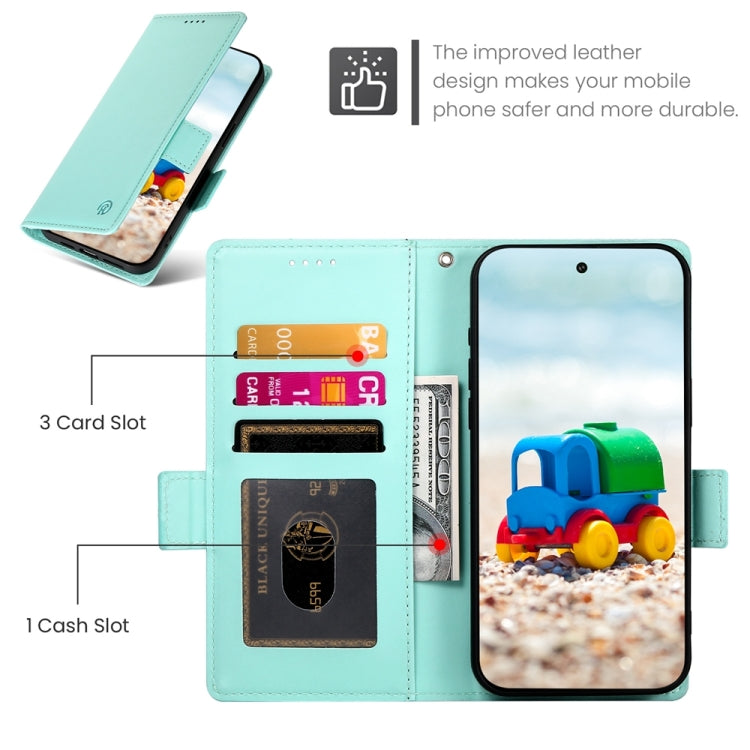 For Google Pixel 9 Side Buckle Magnetic Frosted Leather Phone Case(Mint Green) - Google Cases by PMC TechLife | Online Shopping South Africa | PMC TechLife | Buy Now Pay Later Mobicred