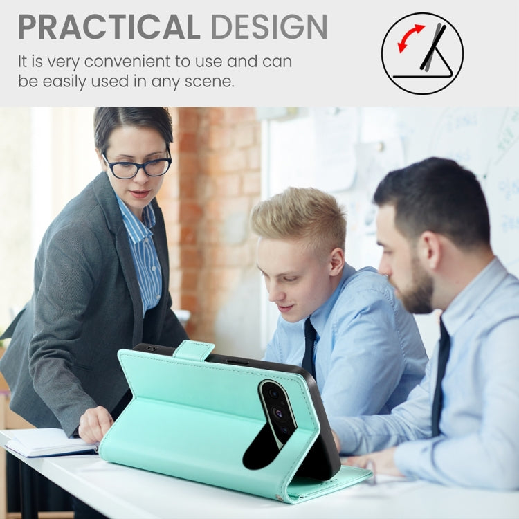 For Google Pixel 9 Side Buckle Magnetic Frosted Leather Phone Case(Mint Green) - Google Cases by PMC TechLife | Online Shopping South Africa | PMC TechLife | Buy Now Pay Later Mobicred