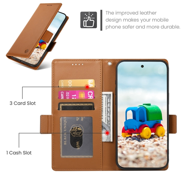 For Google Pixel 9 Side Buckle Magnetic Frosted Leather Phone Case(Brown) - Google Cases by PMC TechLife | Online Shopping South Africa | PMC TechLife | Buy Now Pay Later Mobicred