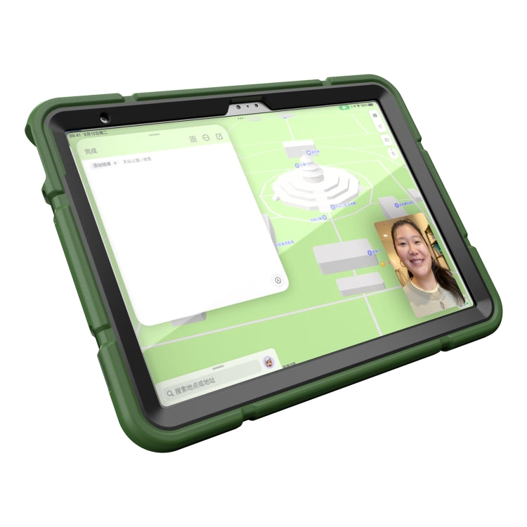 For iPad Air 11 2025 / 2024 Armor Holder Silicone Hybrid PC Tablet Case(Army Green Black) - iPad Air 11 2025 / 2024 Cases by PMC TechLife | Online Shopping South Africa | PMC TechLife | Buy Now Pay Later Mobicred
