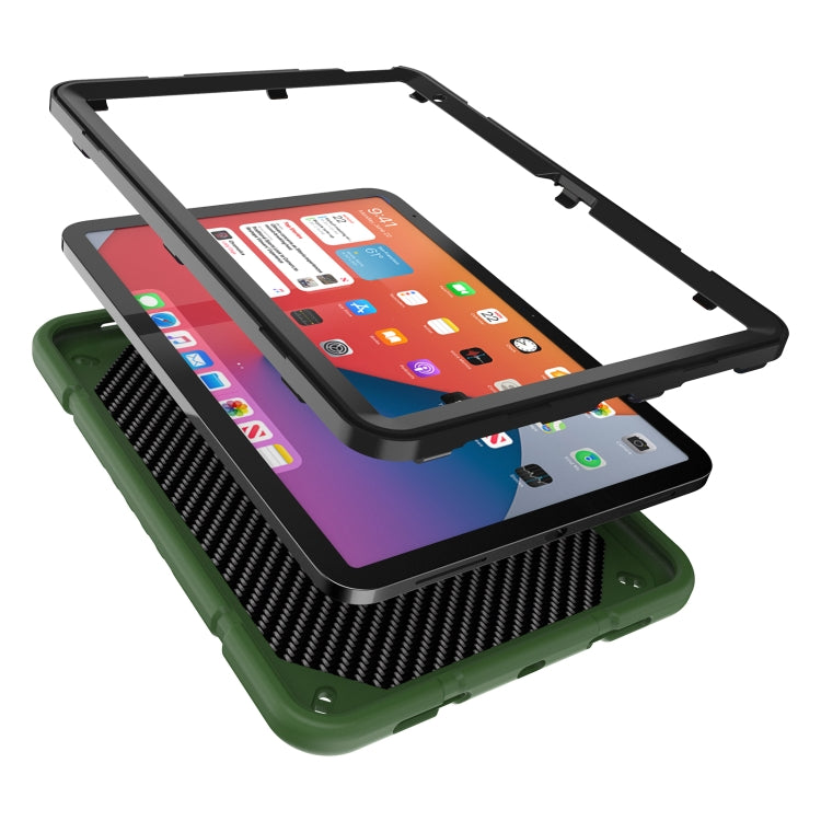 For iPad Air 11 2025 / 2024 Armor Holder Silicone Hybrid PC Tablet Case(Army Green Black) - iPad Air 11 2025 / 2024 Cases by PMC TechLife | Online Shopping South Africa | PMC TechLife | Buy Now Pay Later Mobicred