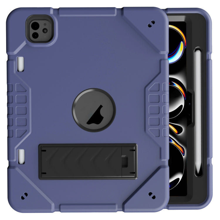 For iPad Pro 11 2024 Armor Holder Silicone Hybrid PC Tablet Case(Navy Blue Black) - iPad Pro 11 2024 Cases by PMC TechLife | Online Shopping South Africa | PMC TechLife | Buy Now Pay Later Mobicred