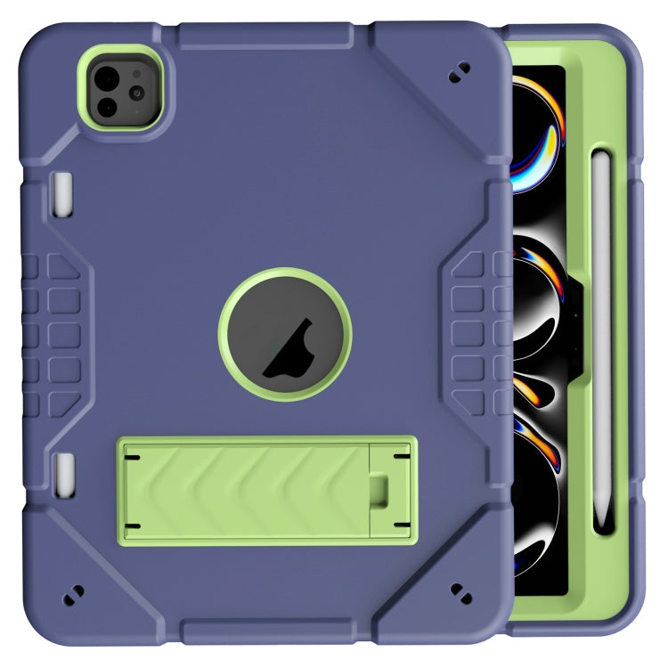 For iPad Pro 11 2024 Armor Holder Silicone Hybrid PC Tablet Case(Navy Yellow Green) - iPad Pro 11 2024 Cases by PMC TechLife | Online Shopping South Africa | PMC TechLife | Buy Now Pay Later Mobicred