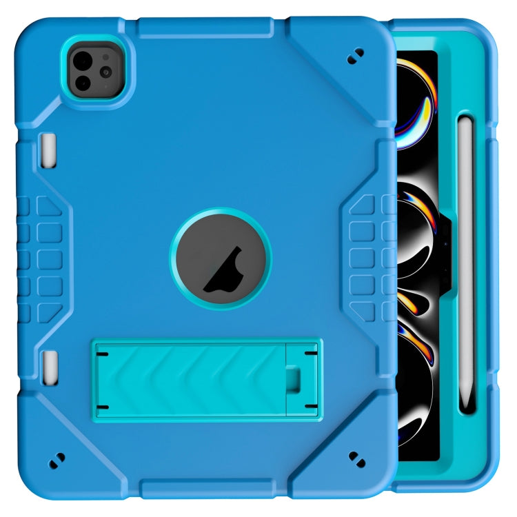 For iPad Pro 11 2024 Armor Holder Silicone Hybrid PC Tablet Case(Blue) - iPad Pro 11 2024 Cases by PMC TechLife | Online Shopping South Africa | PMC TechLife | Buy Now Pay Later Mobicred