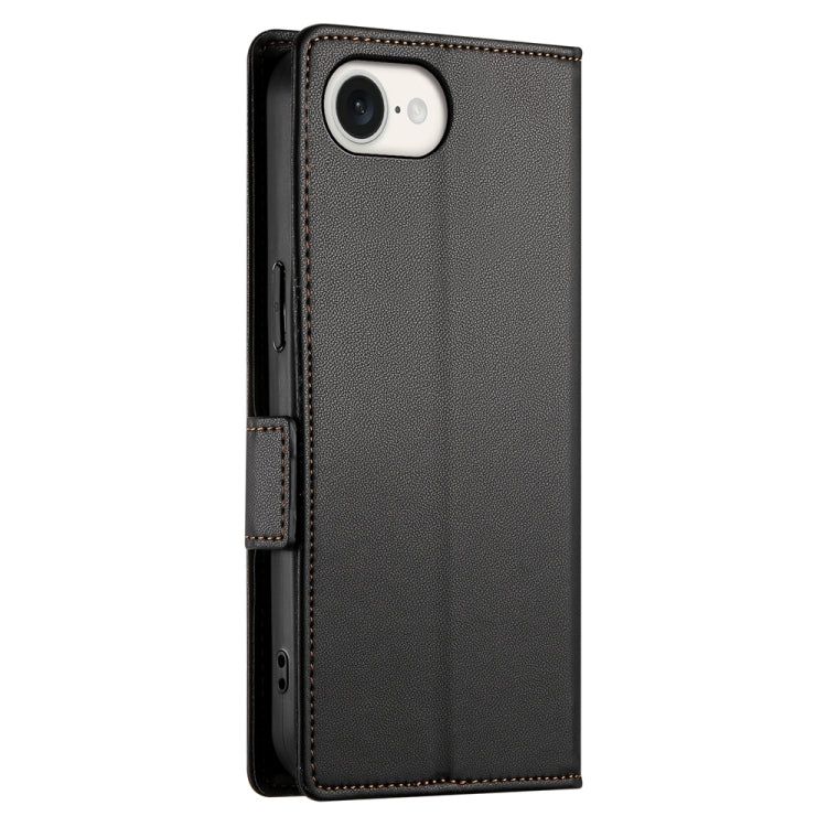 For iPhone 16e Side Buckle Magnetic Frosted Leather Phone Case(Black) - iPhone 16e Cases by PMC TechLife | Online Shopping South Africa | PMC TechLife | Buy Now Pay Later Mobicred