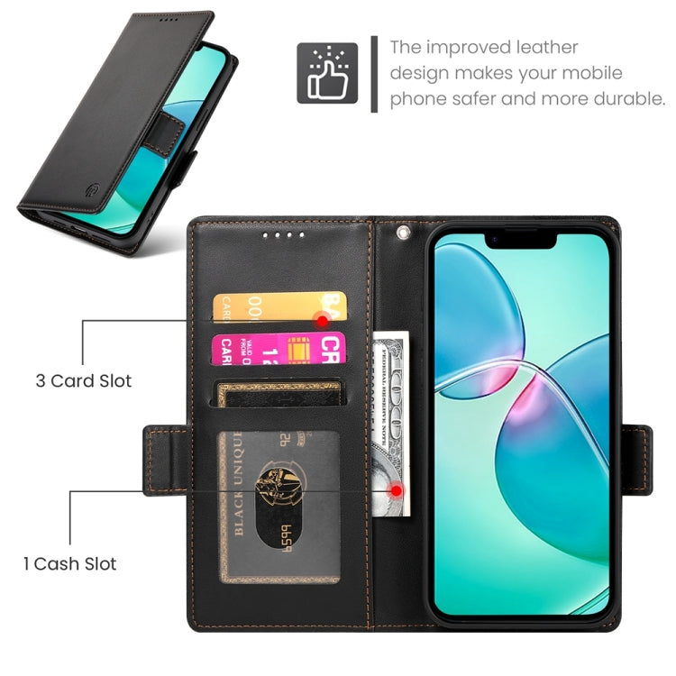 For iPhone 16e Side Buckle Magnetic Frosted Leather Phone Case(Black) - iPhone 16e Cases by PMC TechLife | Online Shopping South Africa | PMC TechLife | Buy Now Pay Later Mobicred