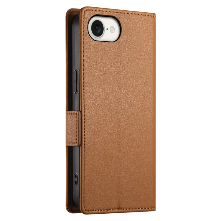 For iPhone 16e Side Buckle Magnetic Frosted Leather Phone Case(Brown) - free shipping - PMC TechLife - Order now!