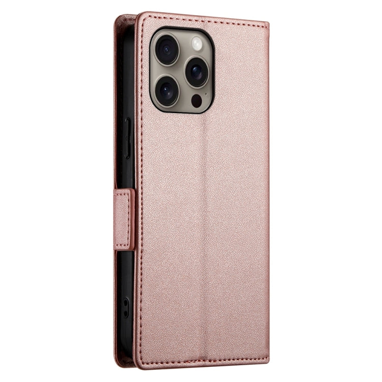 For iPhone 16 Pro Max Side Buckle Magnetic Frosted Leather Phone Case(Rose Gold) - iPhone 16 Pro Max Cases by PMC TechLife | Online Shopping South Africa | PMC TechLife | Buy Now Pay Later Mobicred