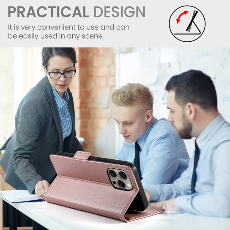 For iPhone 16 Pro Max Side Buckle Magnetic Frosted Leather Phone Case(Rose Gold) - iPhone 16 Pro Max Cases by PMC TechLife | Online Shopping South Africa | PMC TechLife | Buy Now Pay Later Mobicred