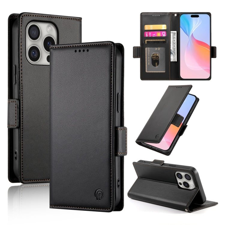 For iPhone 16 Pro Side Buckle Magnetic Frosted Leather Phone Case(Black) - iPhone 16 Pro Cases by PMC TechLife | Online Shopping South Africa | PMC TechLife | Buy Now Pay Later Mobicred