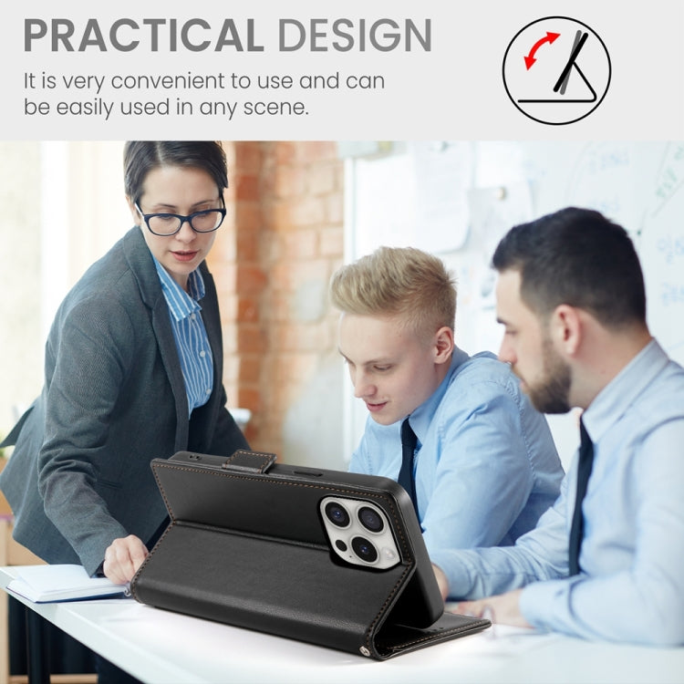 For iPhone 16 Pro Side Buckle Magnetic Frosted Leather Phone Case(Black) - iPhone 16 Pro Cases by PMC TechLife | Online Shopping South Africa | PMC TechLife | Buy Now Pay Later Mobicred