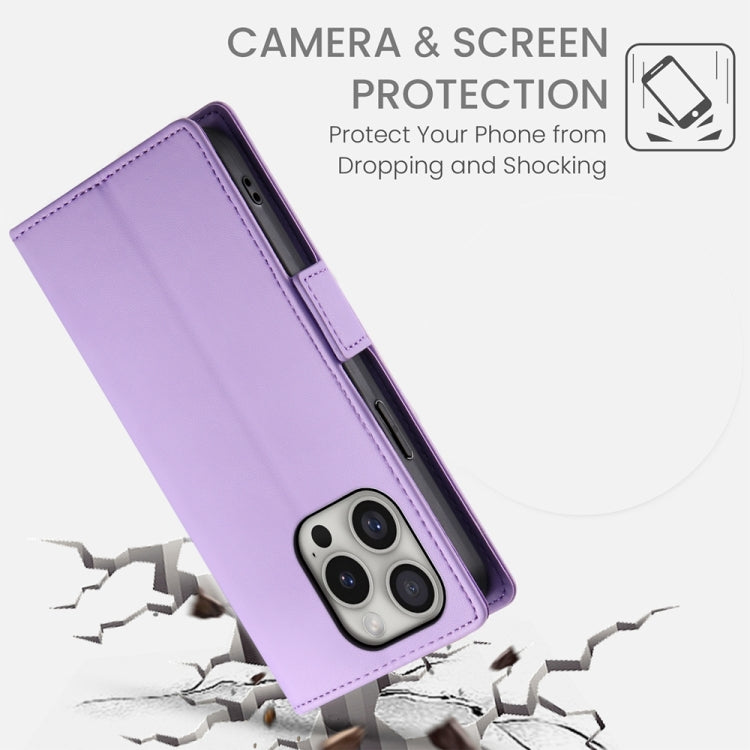 For iPhone 16 Pro Side Buckle Magnetic Frosted Leather Phone Case(Purple) - iPhone 16 Pro Cases by PMC TechLife | Online Shopping South Africa | PMC TechLife | Buy Now Pay Later Mobicred