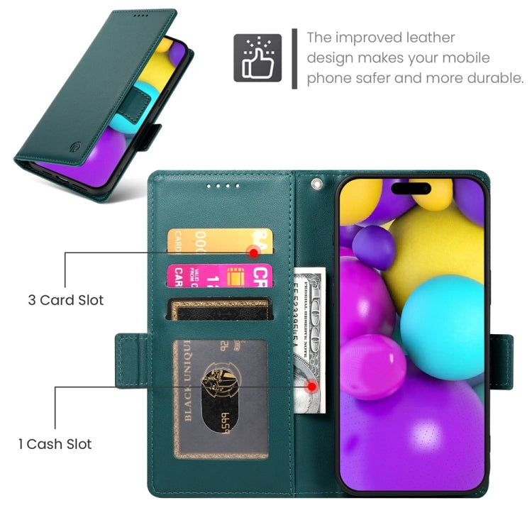 For iPhone 16 Side Buckle Magnetic Frosted Leather Phone Case(Dark Green) - iPhone 16 Cases by PMC TechLife | Online Shopping South Africa | PMC TechLife | Buy Now Pay Later Mobicred