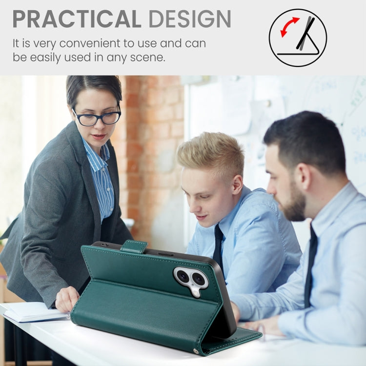 For iPhone 16 Side Buckle Magnetic Frosted Leather Phone Case(Dark Green) - iPhone 16 Cases by PMC TechLife | Online Shopping South Africa | PMC TechLife | Buy Now Pay Later Mobicred