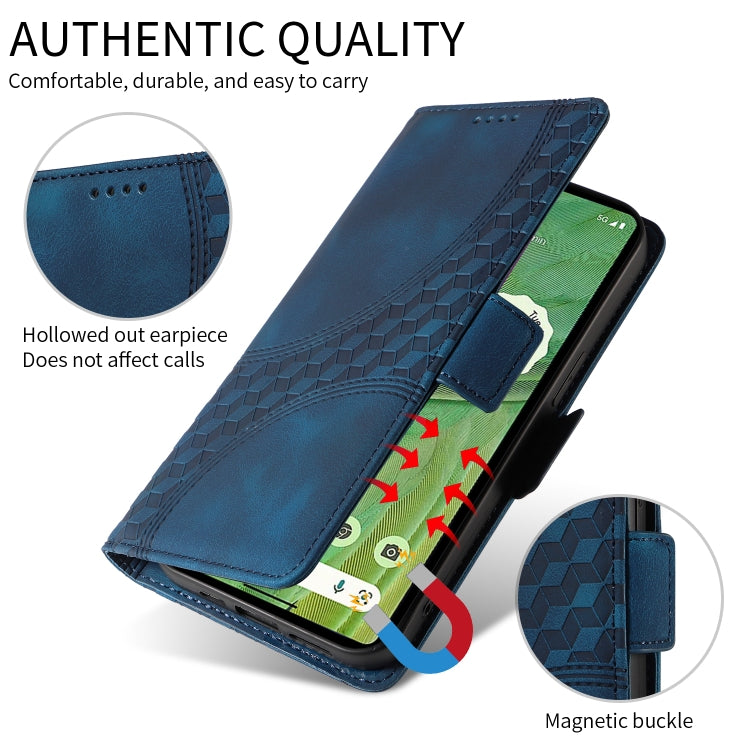 For Google Pixel 9 / 9 Pro Embossed Rhombus Starry Leather Phone Case(Blue) - Google Cases by PMC TechLife | Online Shopping South Africa | PMC TechLife | Buy Now Pay Later Mobicred