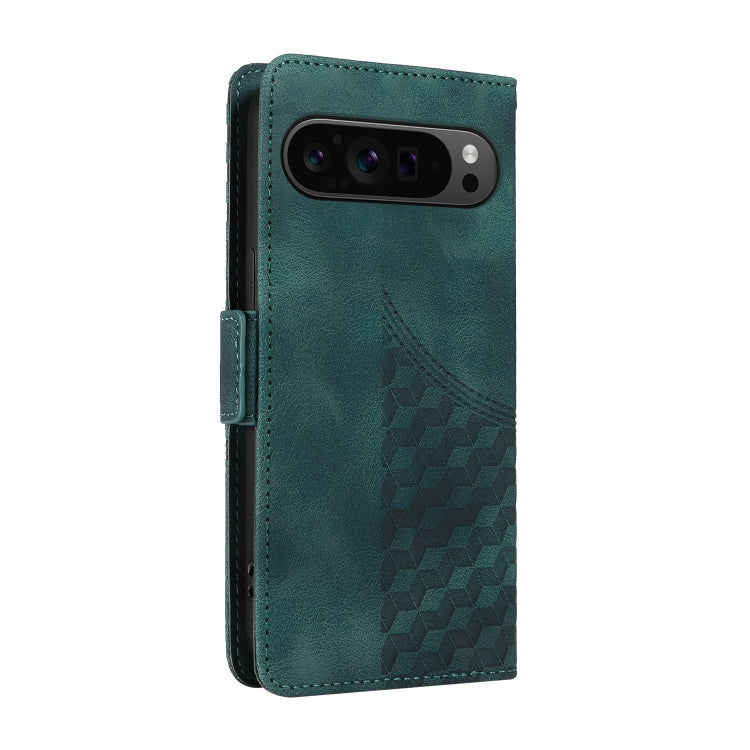 For Google Pixel 9 Pro XL Embossed Rhombus Starry Leather Phone Case(Green) - Google Cases by PMC TechLife | Online Shopping South Africa | PMC TechLife | Buy Now Pay Later Mobicred