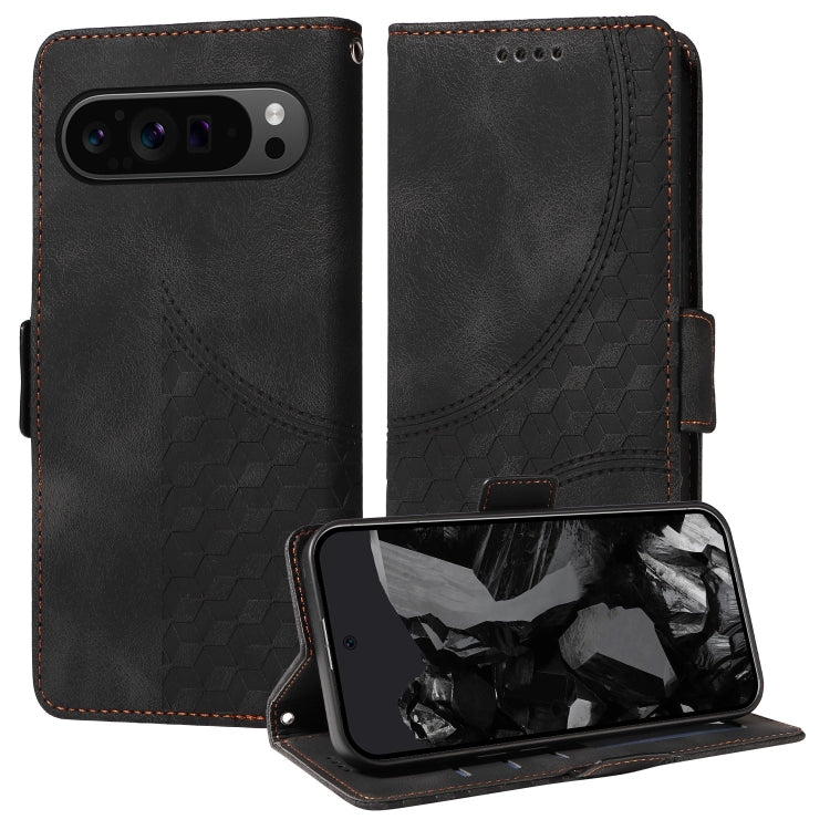For Google Pixel 9 Pro XL Embossed Rhombus Starry Leather Phone Case(Black) - Google Cases by PMC TechLife | Online Shopping South Africa | PMC TechLife | Buy Now Pay Later Mobicred