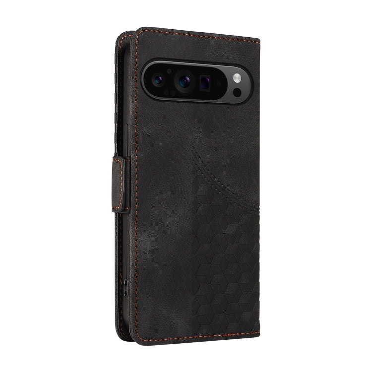 For Google Pixel 9 Pro XL Embossed Rhombus Starry Leather Phone Case(Black) - Google Cases by PMC TechLife | Online Shopping South Africa | PMC TechLife | Buy Now Pay Later Mobicred