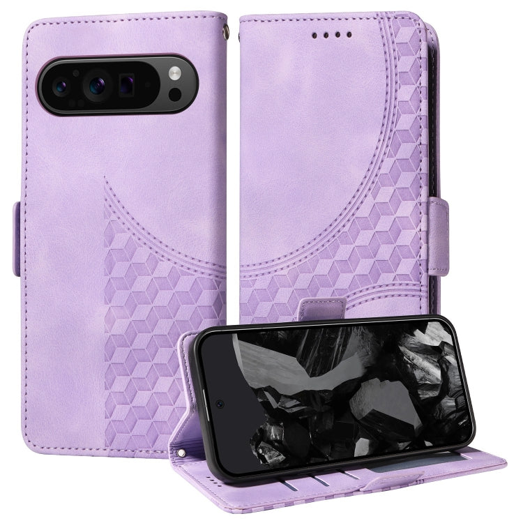 For Google Pixel 9 Pro XL Embossed Rhombus Starry Leather Phone Case(Purple) - Google Cases by PMC TechLife | Online Shopping South Africa | PMC TechLife | Buy Now Pay Later Mobicred