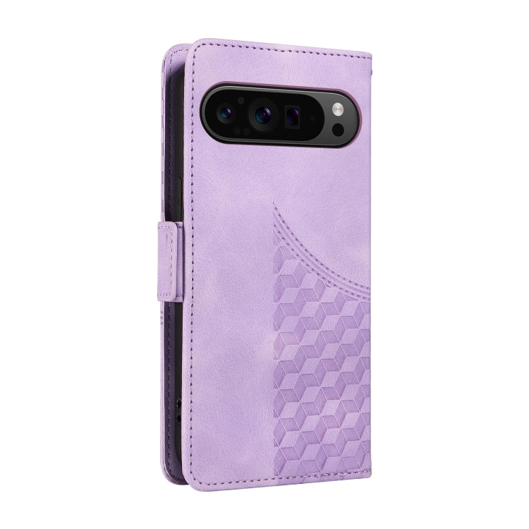 For Google Pixel 9 Pro XL Embossed Rhombus Starry Leather Phone Case(Purple) - Google Cases by PMC TechLife | Online Shopping South Africa | PMC TechLife | Buy Now Pay Later Mobicred