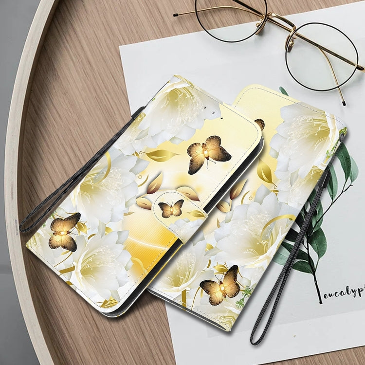 For Xiaomi Redmi K70 Pro / K70 Crystal Texture Colored Drawing Leather Phone Case(Gold Butterfly Epiphyllum) - free shipping - PMC Jewellery - Order now!