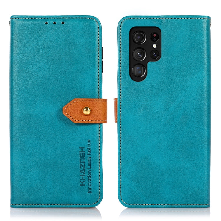For Samsung Galaxy S25 Ultra 5G KHAZNEH Dual-color Cowhide Texture Flip Leather Phone Case(Blue) - Galaxy S25 Ultra 5G Cases by PMC TechLife | Online Shopping South Africa | PMC TechLife | Buy Now Pay Later Mobicred