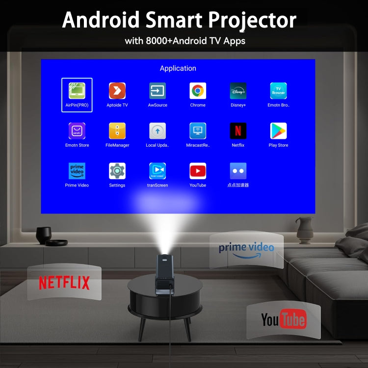 Y6S 4K Android 12.0 Portable Home HD Mini WiFi Projector(EU Plug) - Mini Projector by PMC TechLife | Online Shopping South Africa | PMC TechLife | Buy Now Pay Later Mobicred