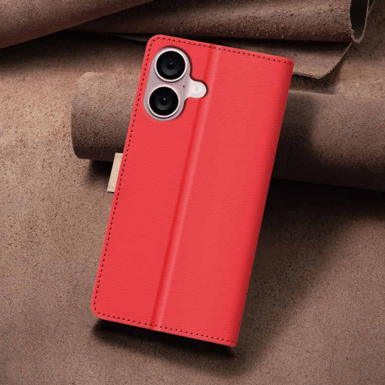 For iPhone 16 Plus Color Matching RFID Anti-theft Leather Phone Case(Red) - iPhone 16 Plus Cases by PMC TechLife | Online Shopping South Africa | PMC TechLife | Buy Now Pay Later Mobicred